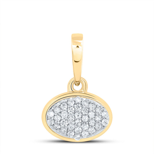 0.09 Ctw Natural Diamond Cluster Oval Pendant in 10k Yellow Gold
