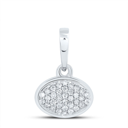 0.09 Ctw Natural Diamond Cluster Oval Pendant in 10k White Gold