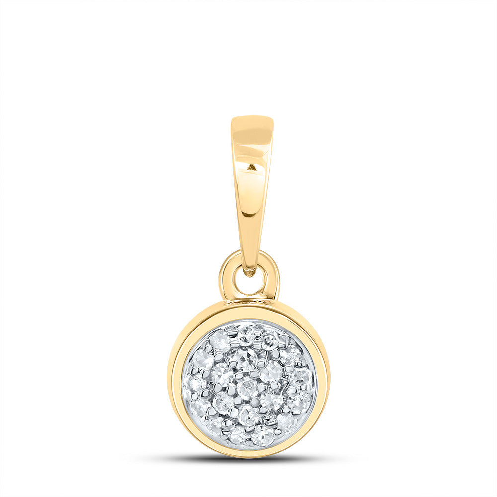 0.05 Ctw Natural Diamond Cluster Round Shape Pendant in 10k Yellow Gold