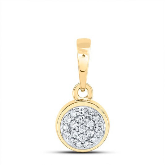 0.05 Ctw Natural Diamond Cluster Round Shape Pendant in 10k Yellow Gold