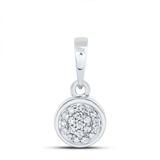 0.05 Ctw Natural Diamond Cluster Round Shape Pendant in 10k White Gold
