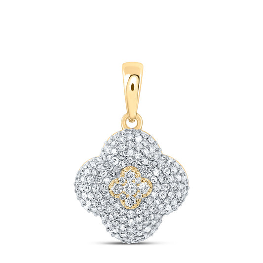 0.61 Ctw Natural Diamond Cluster Clover Pendant in 10k Yellow Gold