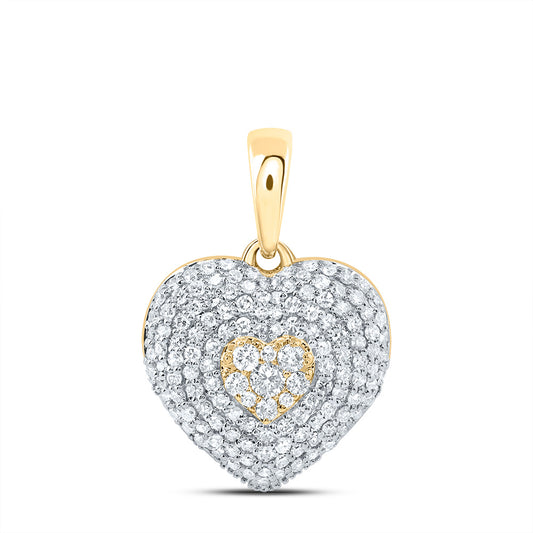0.61 Ctw Natural Diamond Cluster Heart Pendant in 10k Yellow Gold