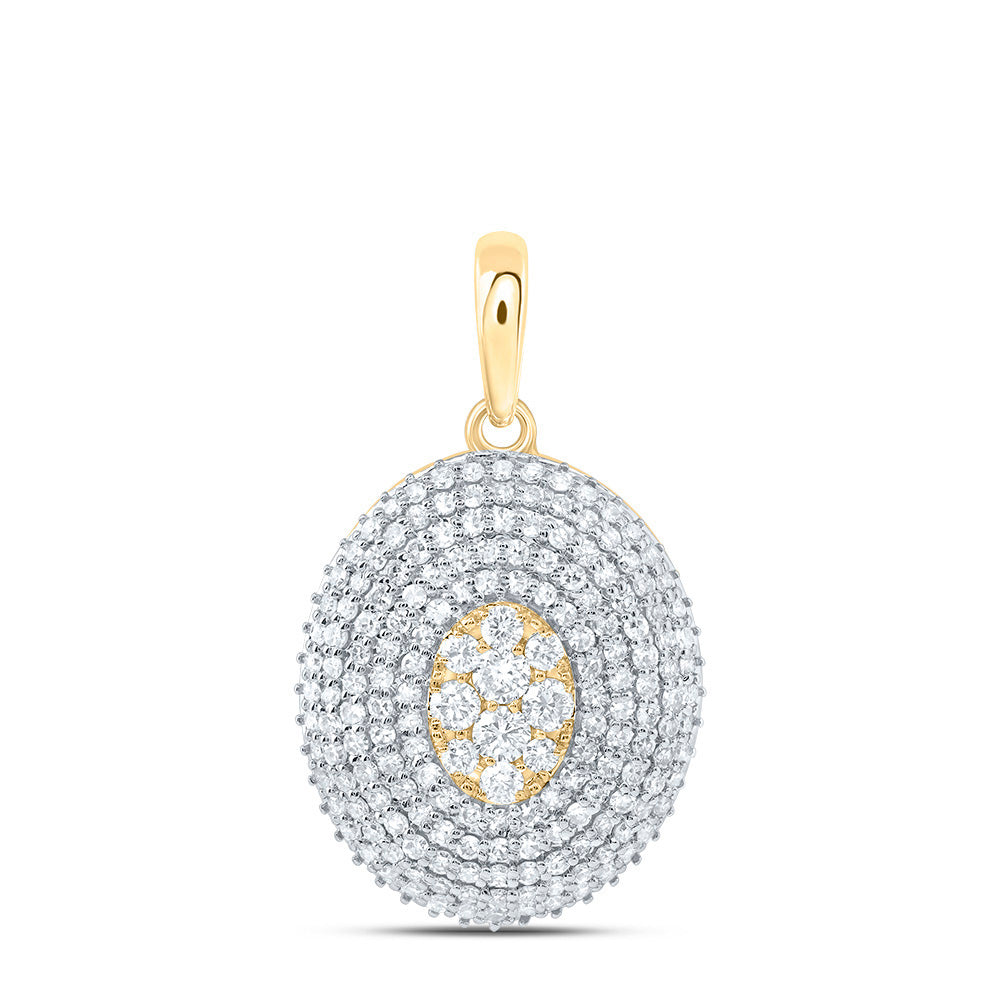 0.88 Ctw Natural Diamond Cluster Oval Shaped Pendant in 10k Yellow Gold