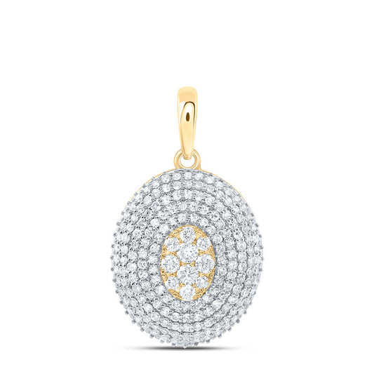 0.88 Ctw Natural Diamond Cluster Oval Shaped Pendant in 10k Yellow Gold