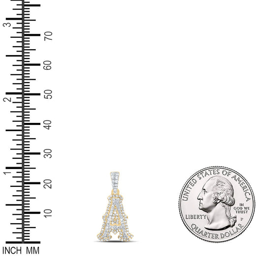 0.34 Ctw Natural Diamond Hiphop Initial Letter A Pendant in 10K Yellow White