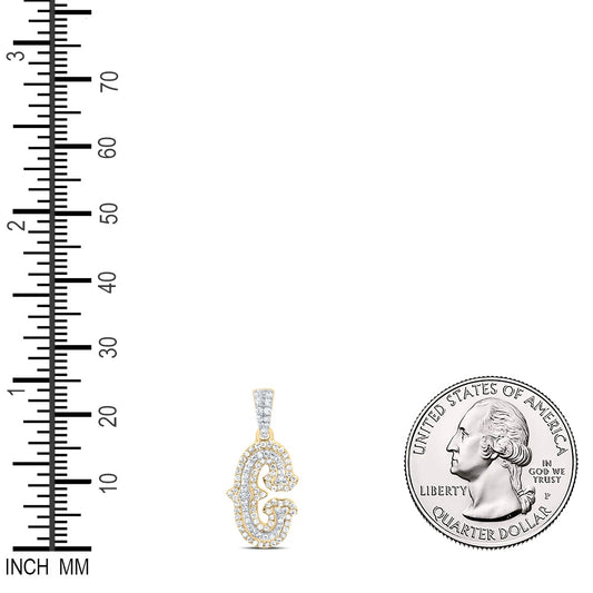 0.34 Ctw Natural Diamond Hiphop Initial Letter C Pendant in 10K Yellow White