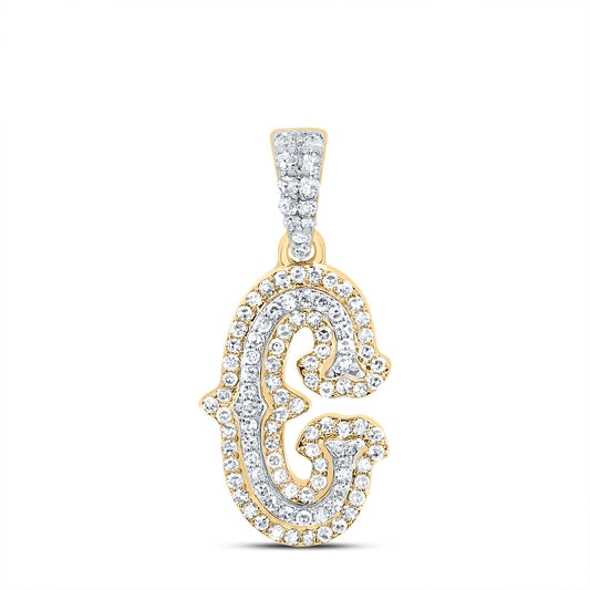 0.34 Ctw Natural Diamond Hiphop Initial Letter C Pendant in 10K Yellow White