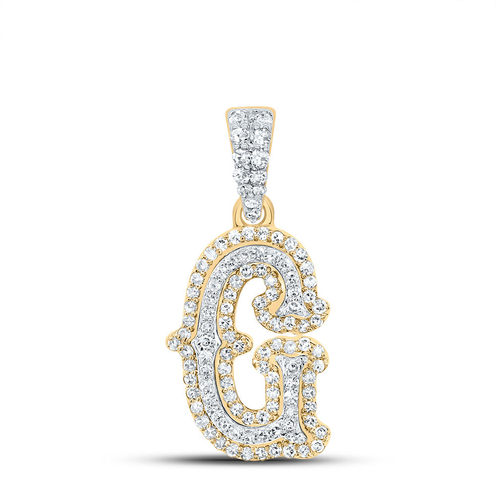 0.35 Ctw Natural Diamond Hiphop Initial Letter G Pendant in 10K Yellow White
