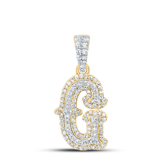 0.35 Ctw Natural Diamond Hiphop Initial Letter G Pendant in 10K Yellow White