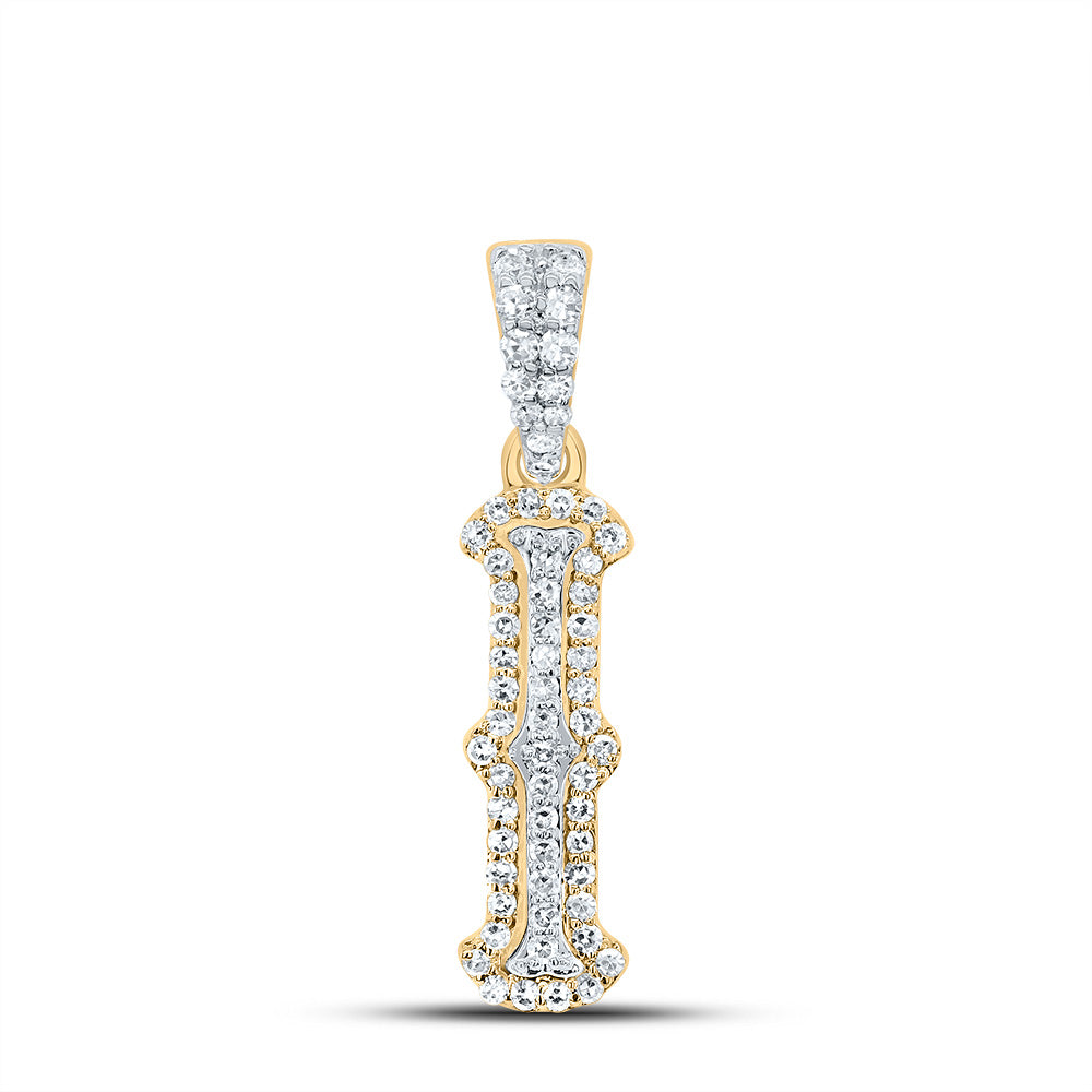 0.2 Ctw Natural Diamond Hiphop Initial Letter I Pendant in 10K Yellow White