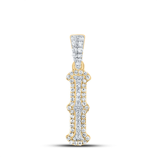 0.2 Ctw Natural Diamond Hiphop Initial Letter I Pendant in 10K Yellow White