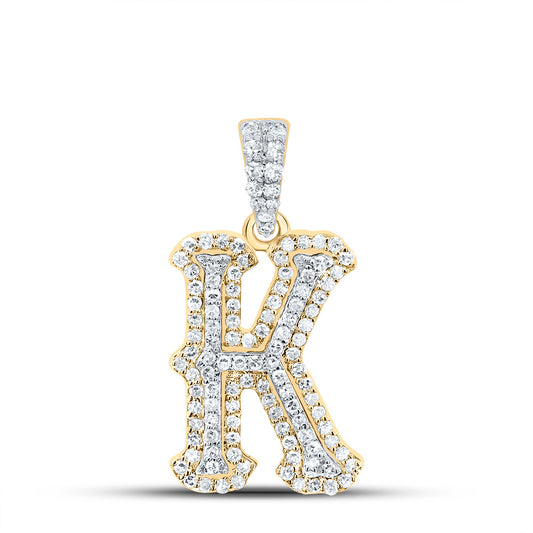 0.36 Ctw Natural Diamond Hiphop Initial Letter K Pendant in 10K Yellow White