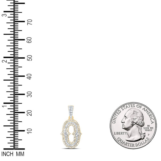 0.34 Ctw Natural Diamond Hiphop Initial Letter O Pendant in 10K Yellow White