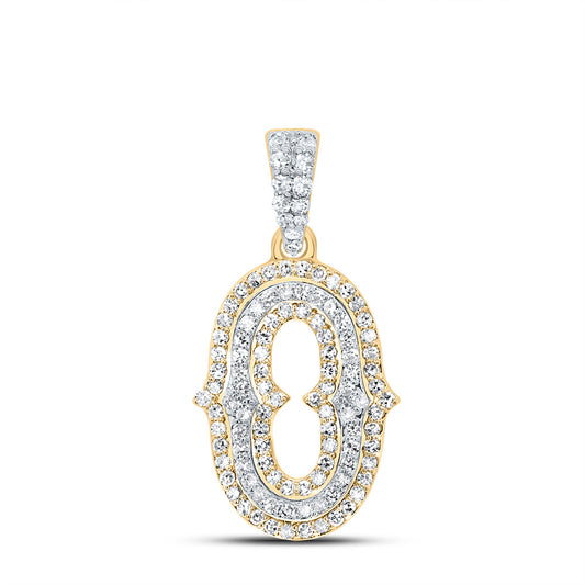0.34 Ctw Natural Diamond Hiphop Initial Letter O Pendant in 10K Yellow White