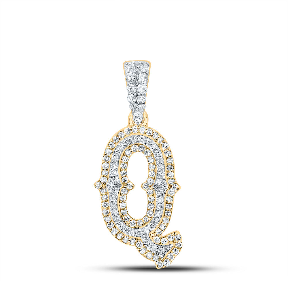 0.39 Ctw Natural Diamond Hiphop Initial Letter O Pendant in 10K Yellow White