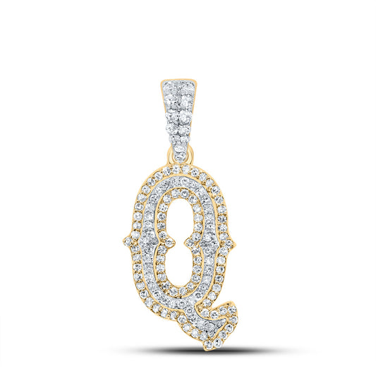 0.39 Ctw Natural Diamond Hiphop Initial Letter O Pendant in 10K Yellow White