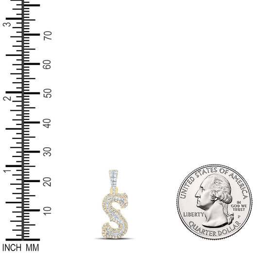 0.32 Ctw Natural Diamond Hiphop Initial Letter S Pendant in 10K Yellow White
