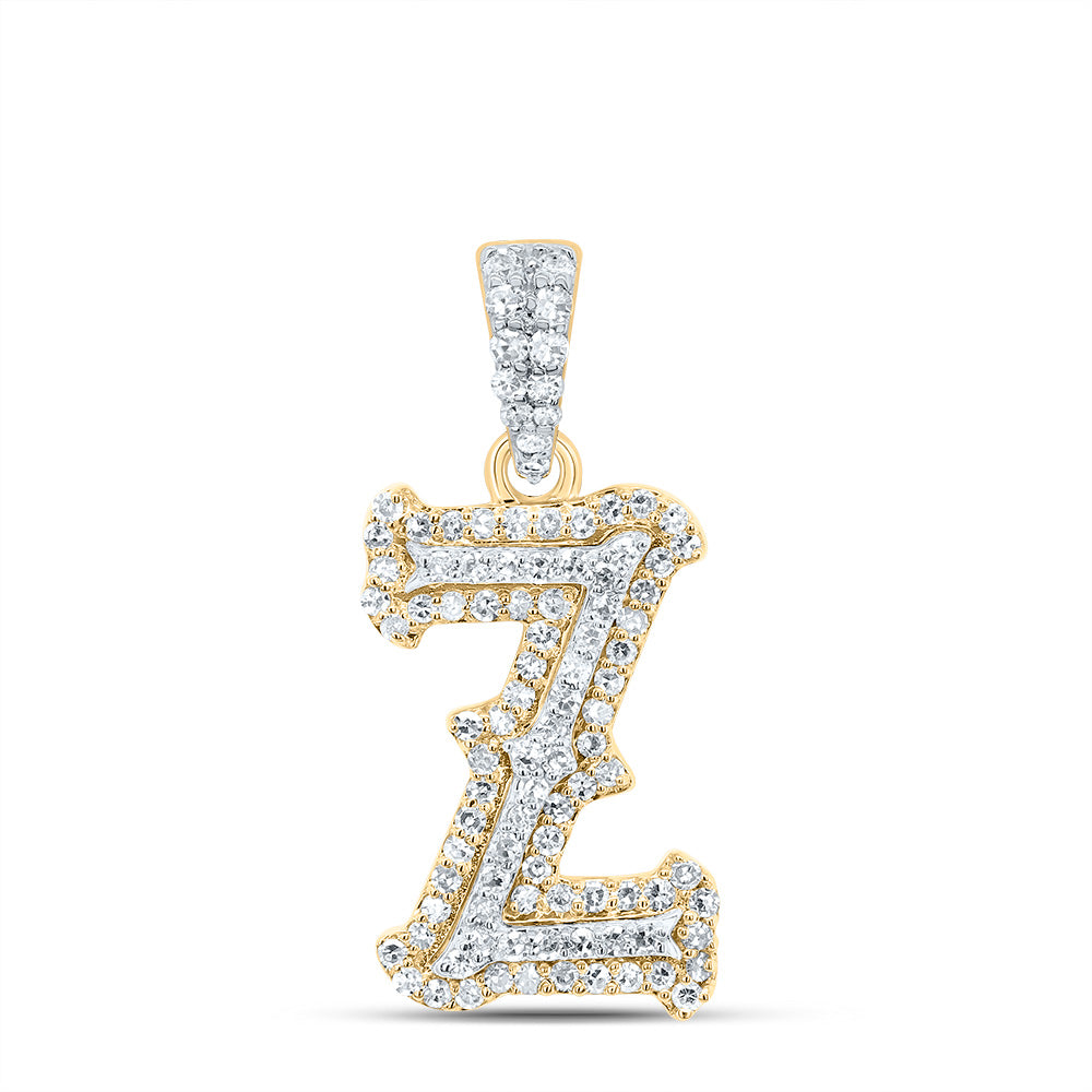 0.31 Ctw Natural Diamond Hiphop Initial Letter Z Pendant in 10K Yellow White