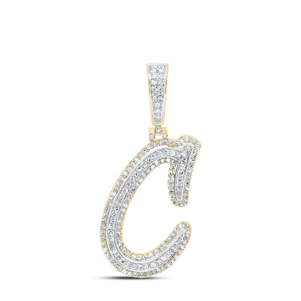 0.69 Ctw Natural Diamond Hiphop Initial Letter C Pendant in 10k Yellow Gold