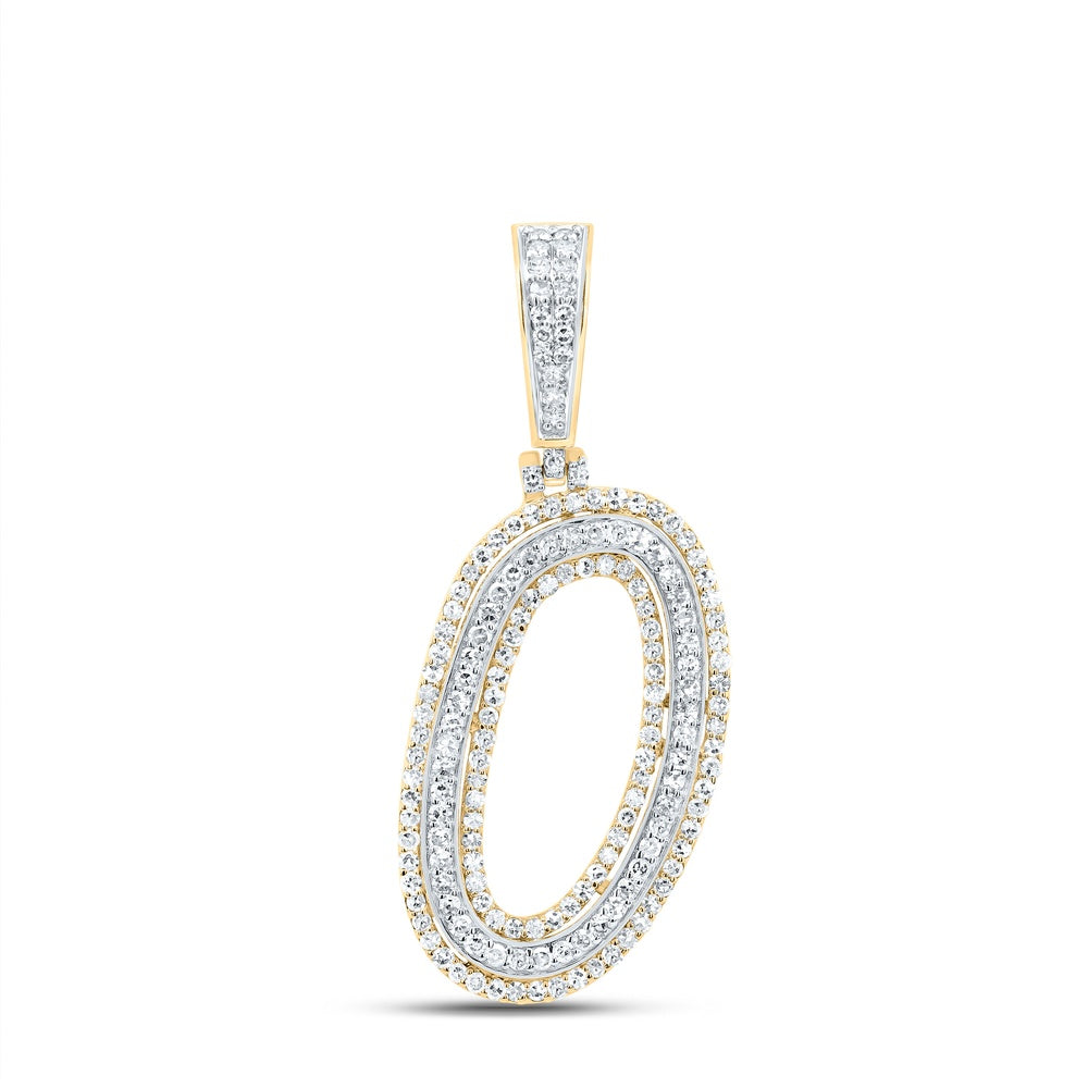 0.74 Ctw Natural Diamond Cursive Initial Letter Alphabet O Pendant in 10k Yellow Gold