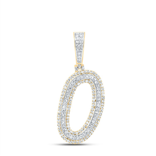 0.74 Ctw Natural Diamond Cursive Initial Letter Alphabet O Pendant in 10k Yellow Gold