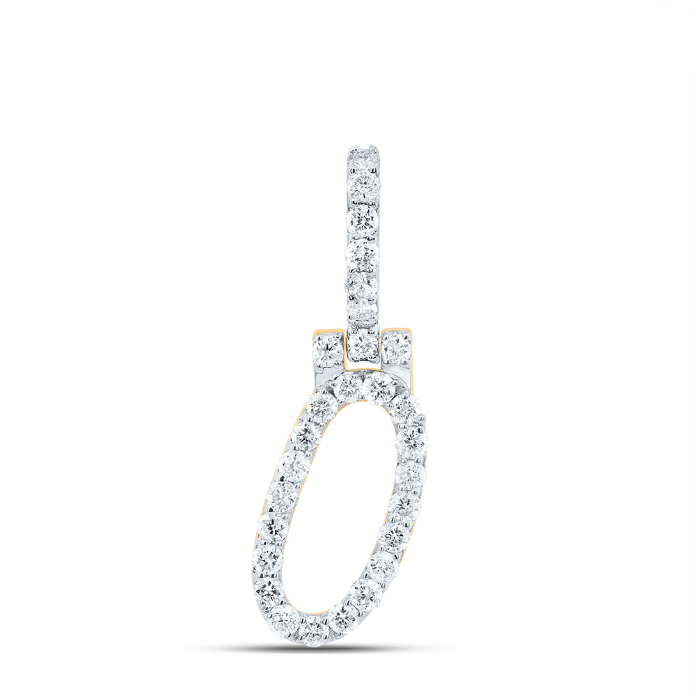 0.51 Ctw Natural Diamond Italic Initial Letter O Pendant in 10k Yellow Gold