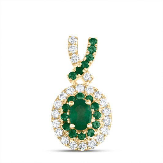 0.44 Ctw Natural Diamond Green Diamond Round Shape Pendant in 14k Yellow Gold