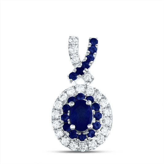 0.47 Ctw Natural Diamond Blue Diamond Round Shape Pendant in 14k White Gold