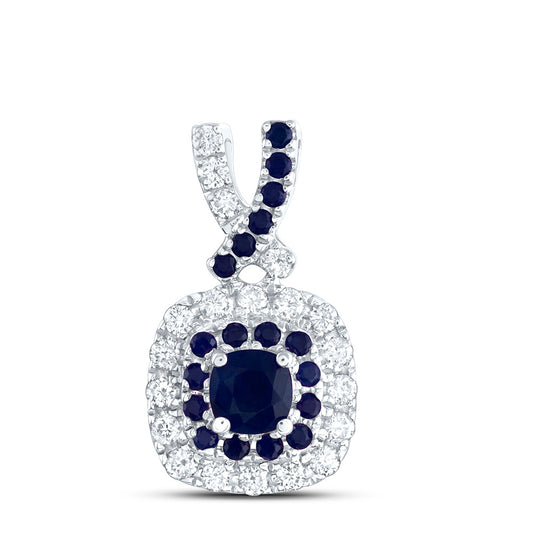 0.4 Ctw Natural Diamond Rounded Edges Blue Diamond Pendant in 14k White Gold