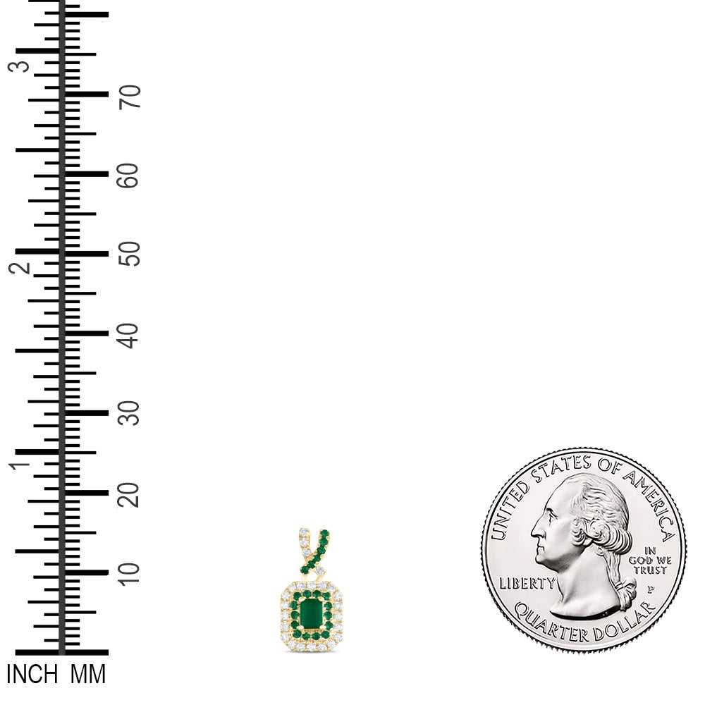 0.39 Ctw Natural Diamond Green Diamond Octagon Pendant in 14k Yellow Gold