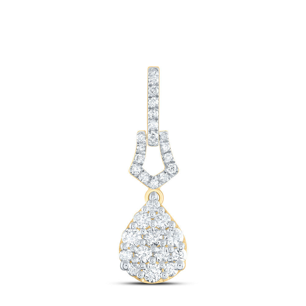 0.5 Ctw Natural Diamond Teardrop Pendant in 14k Yellow Gold