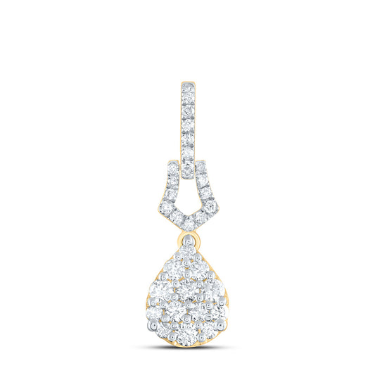 0.5 Ctw Natural Diamond Teardrop Pendant in 14k Yellow Gold