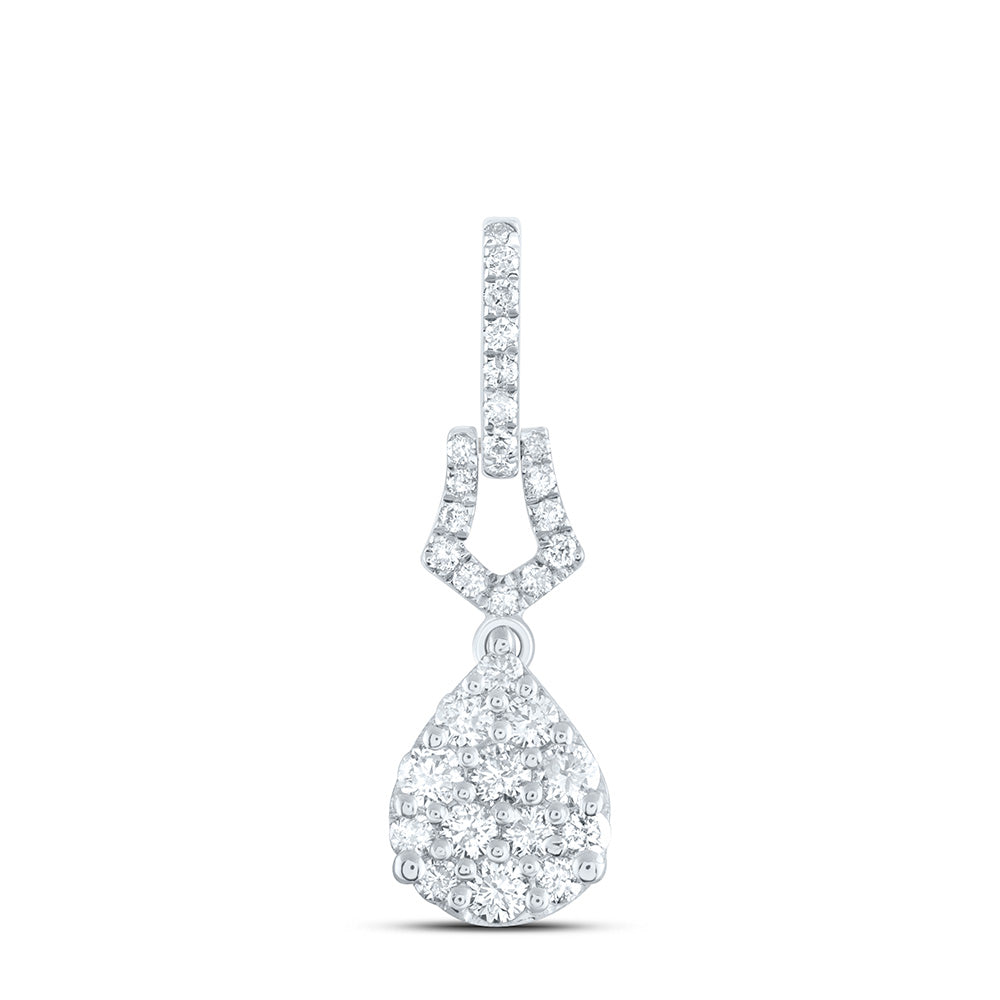 0.49 Ctw Natural Diamond Teardrop Pendant in 14k White Gold