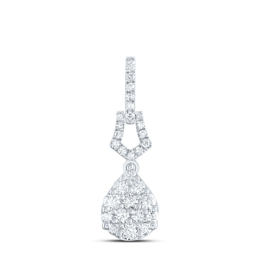 0.49 Ctw Natural Diamond Teardrop Pendant in 14k White Gold