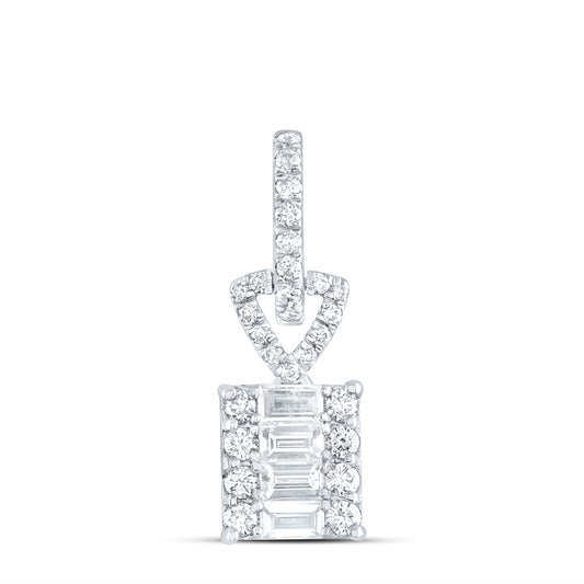 0.43 Ctw Natural Diamond Rectangle Shaped Gift Pendant in 14k White Gold