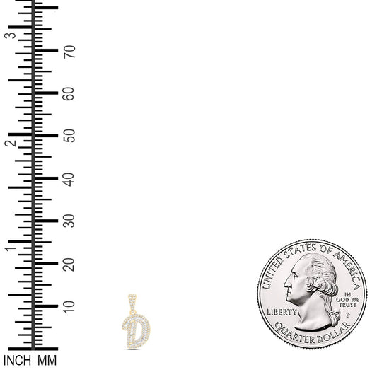 0.36 Ctw Natural Diamond Hiphop Initial Letter D Pendant in 10k Yellow Gold