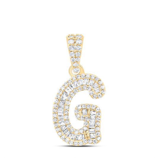 0.34 Ctw Natural Diamond Hiphop Initial Letter G Pendant in 10k Yellow Gold