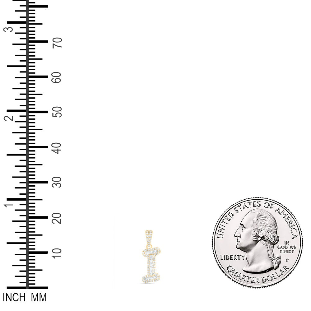 0.26 Ctw Natural Diamond Hiphop Initial Letter I Pendant in 10k Yellow Gold