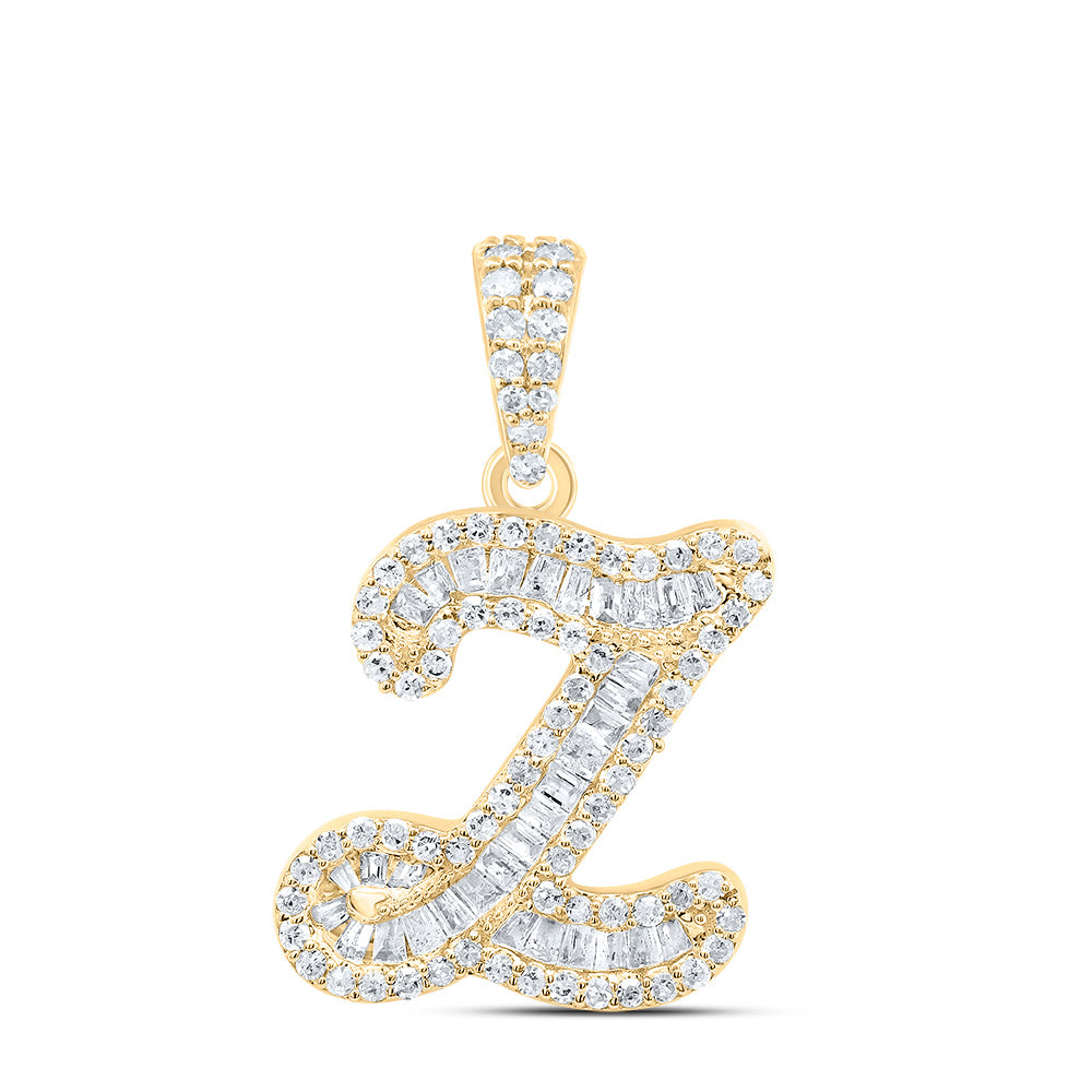 0.39 Ctw Natural Diamond Hiphop Initial Letter Z Pendant in 10k Yellow Gold