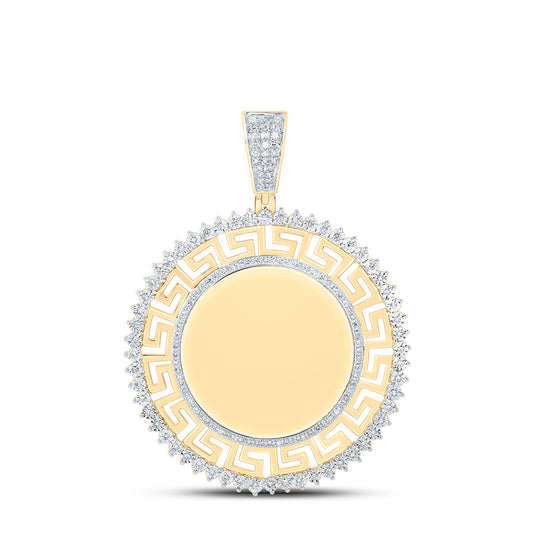 0.56 Ctw Natural Diamond Greek Round Memory Picture Frame Pendant in 10k Yellow Gold