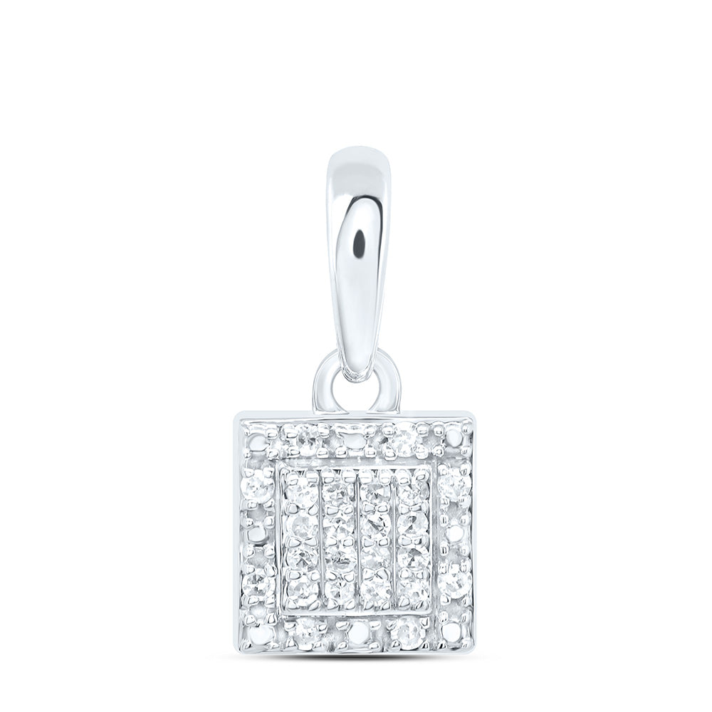 0.08 Ctw Natural Diamond Tiny Square Pendant in Sterling Silver