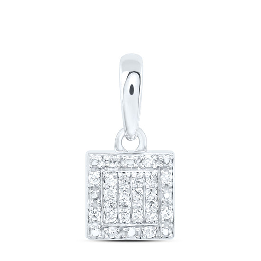 0.08 Ctw Natural Diamond Tiny Square Pendant in Sterling Silver