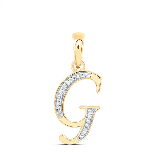 0.08 Ctw Natural Diamond Designer Initial Letter G Pendant in 10k Yellow Gold