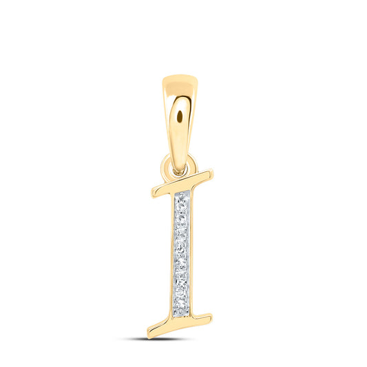0.04 Ctw Natural Diamond Designer Initial Letter I Pendant in 10k Yellow Gold