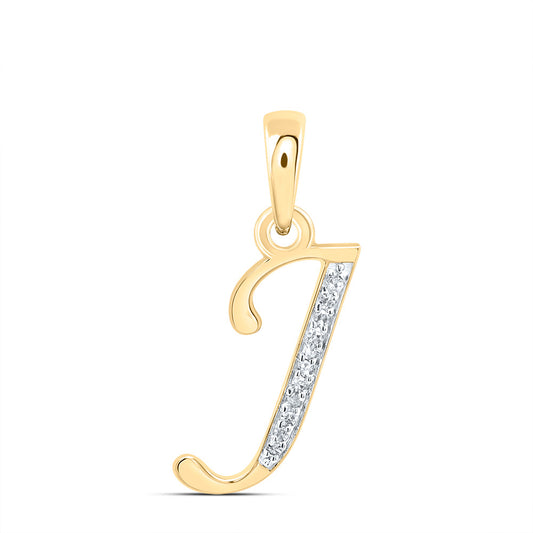0.05 Ctw Natural Diamond Designer Initial Letter I Pendant in 10k Yellow Gold