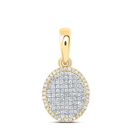 0.41 Ctw Natural Diamond Cluster Oval Fashion Pendant in 10k Yellow Gold