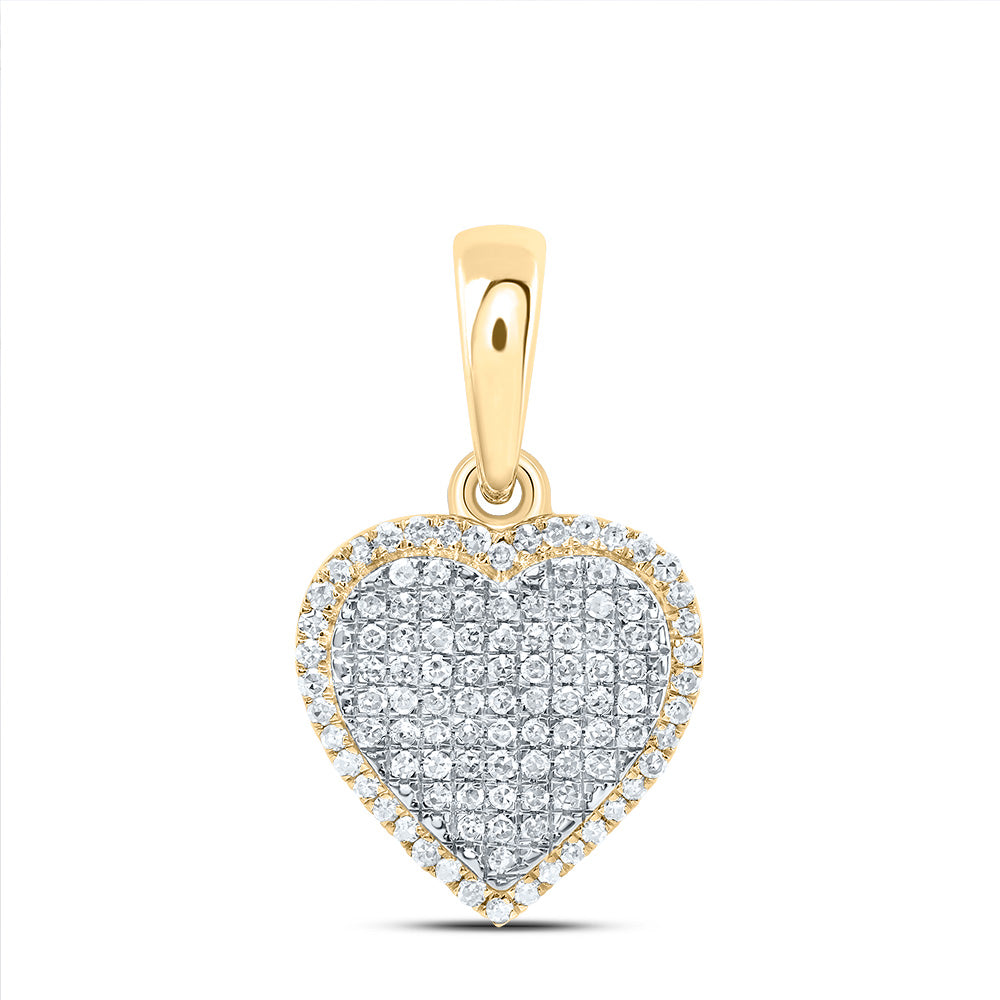 0.4 Ctw Natural Diamond Cluster Heart Pendant in 10k Yellow Gold