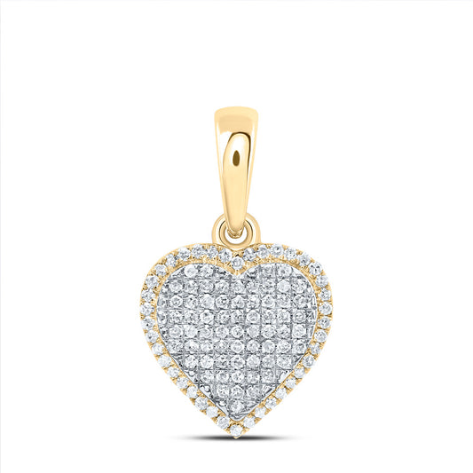 0.4 Ctw Natural Diamond Cluster Heart Pendant in 10k Yellow Gold