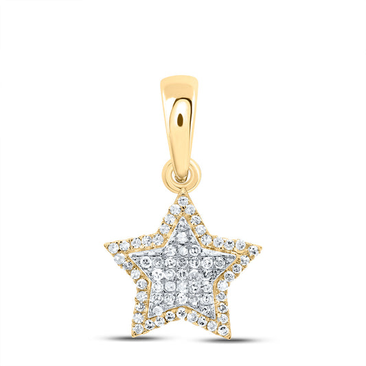 0.29 Ctw Natural Diamond Star Of David Pendant in 10k Yellow Gold
